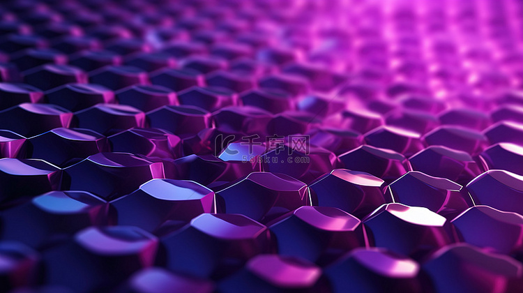 3d 渲染插图紫色六边形在未来