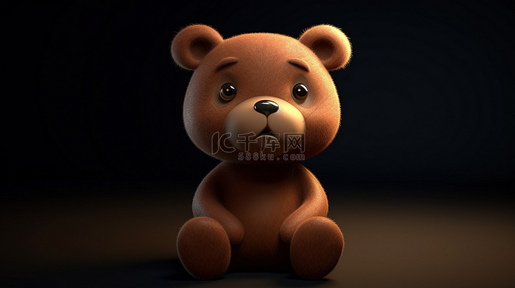 3D 渲染的可爱熊