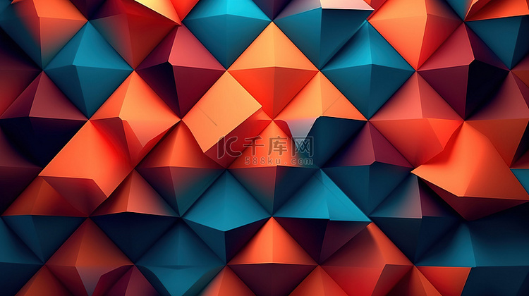 3d 渲染背景上的抽象三角形图案
