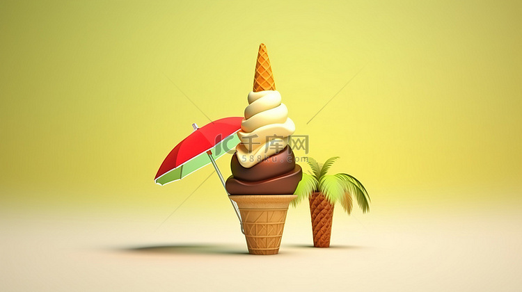 夏天的甜蜜享受冰淇淋图标的 3