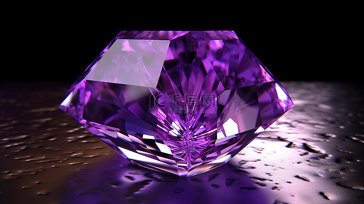 辐射方形紫水晶宝石的 3d 渲染