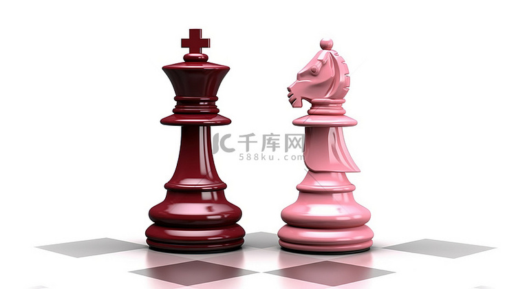 胜利的 3d 国际象棋皇后在孤