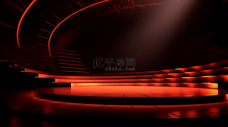 舞台橘红色高级光效背景