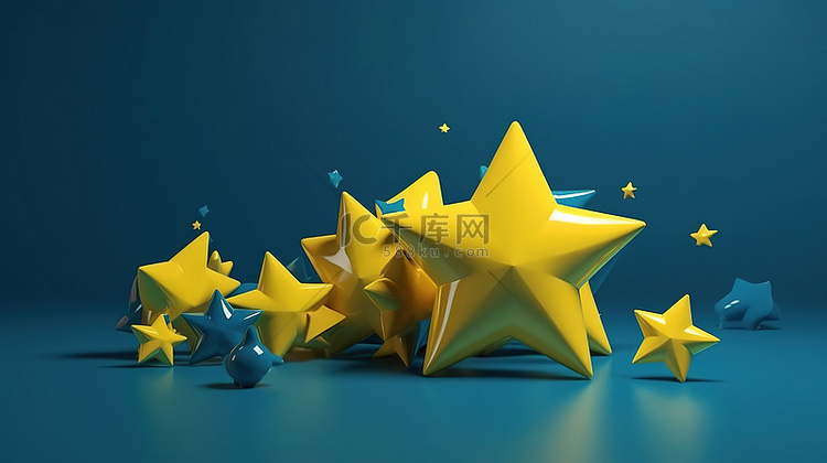 简约的现代概念蓝色背景与黄色星