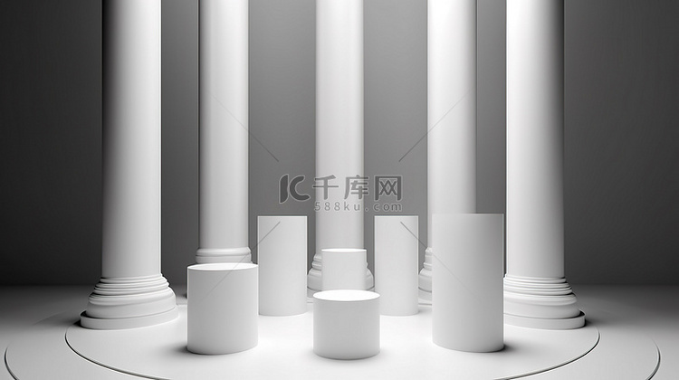 用于产品展示的白色柱子的圆形 