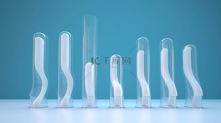 一排形状独特的玻璃白色管道，在