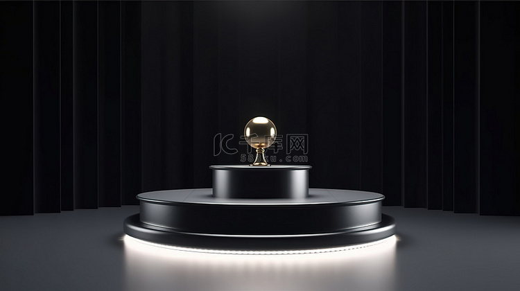带照明灯泡的圆形舞台讲台的优雅