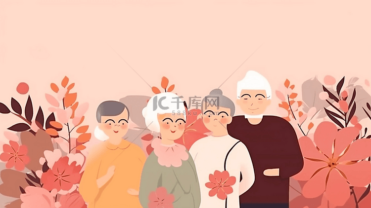 祖父母日家庭花朵温馨背景