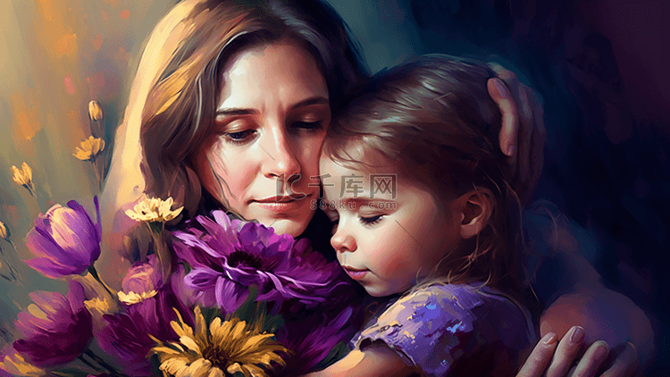 母亲节紫色鲜花背景