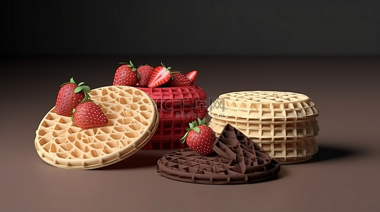 逼真的 3D 渲染脆威化巧克力
