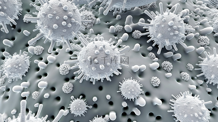 白色细菌病毒细胞的 3d 渲染背景
