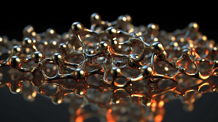 闪闪发光的分子结构 3D 渲染