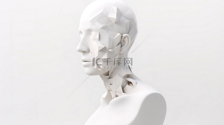白色背景上的空心人物雕塑 3D