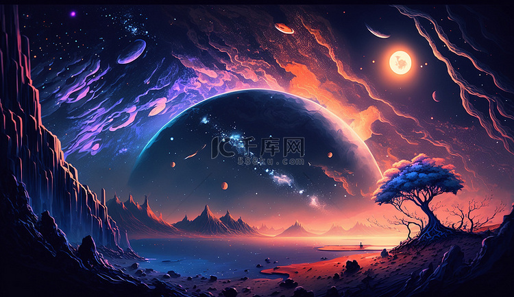 星空夜空月球背景