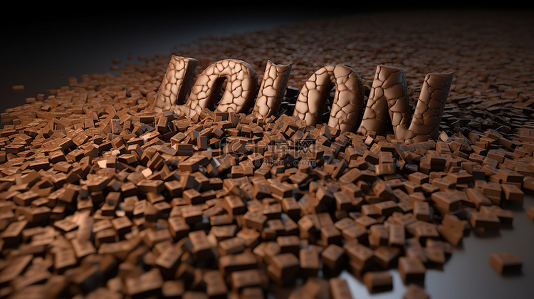 3D 巧克力碎片以插图排版表达