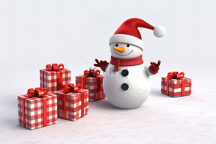 一个装扮成圣诞节的雪人，带着圣