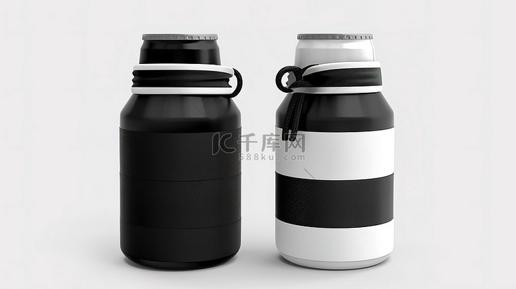 一组黑色和白色的可折叠啤酒瓶 