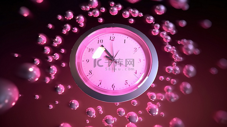粉红色圆形商务手表图标，带有小