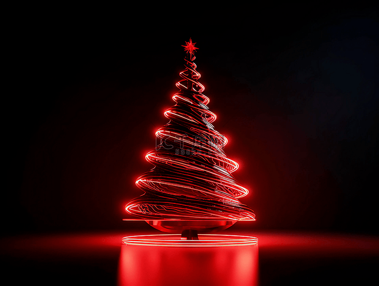 圣诞树发光线条新年节日广告背景