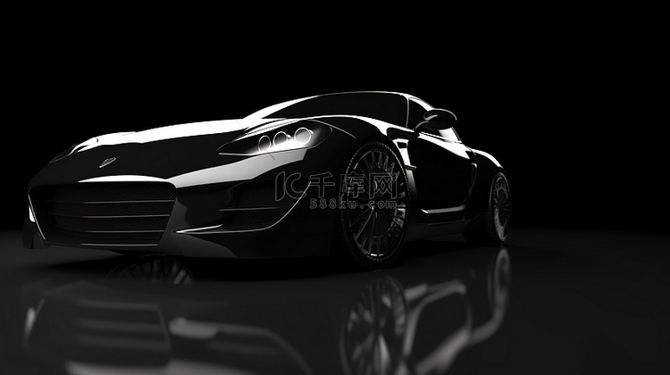 时尚的黑色 3D 渲染豪华跑车