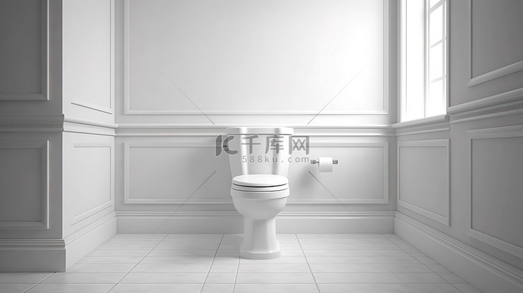 带 3d 白色马桶的空白空间浴室