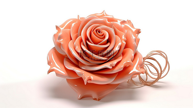 白色背景与玫瑰的 3d 渲染
