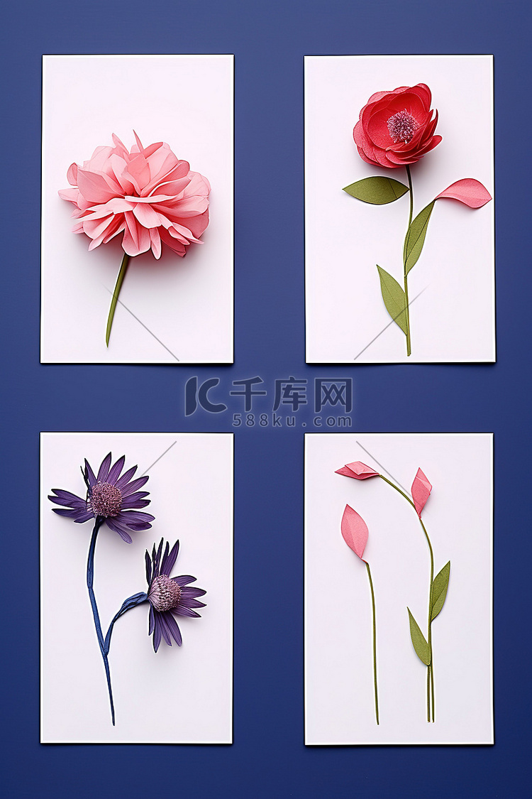 五张带有一束鲜花的照片