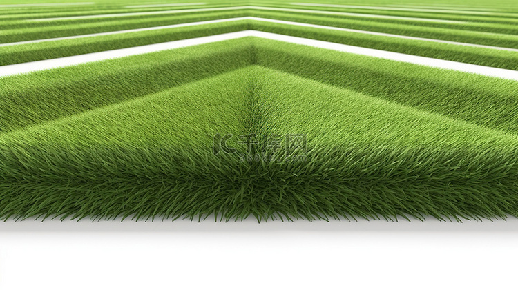 绿色足球场与条纹草在 3d 渲