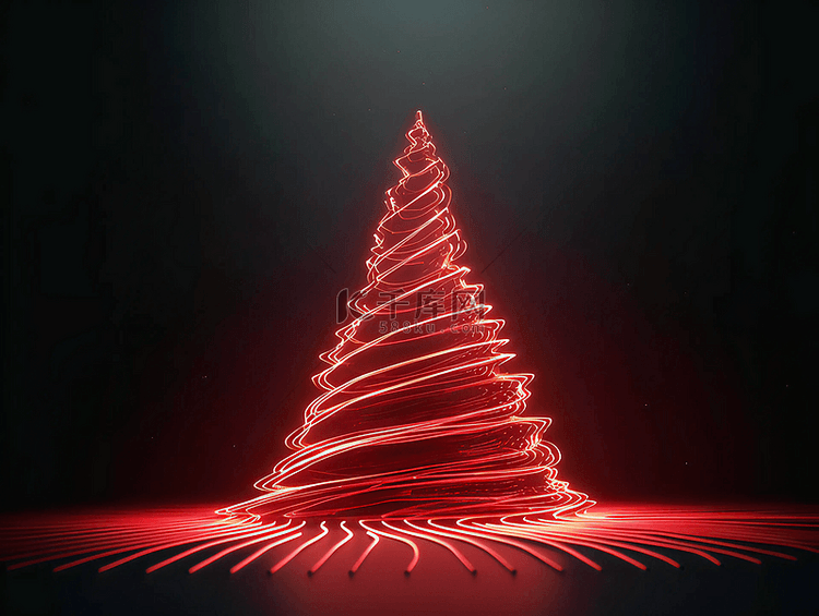 发光线条圣诞树圣诞节新年节日广