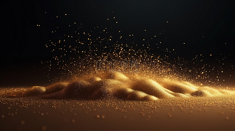 抽象金色闪光沙颗粒背景的垂直 