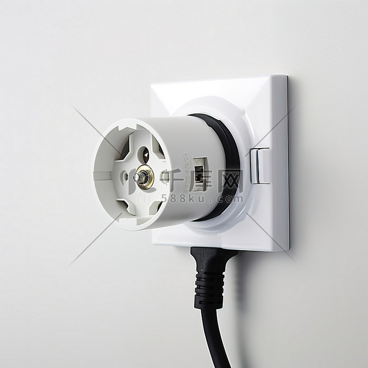 白色壁挂式插座放置在两个电源插