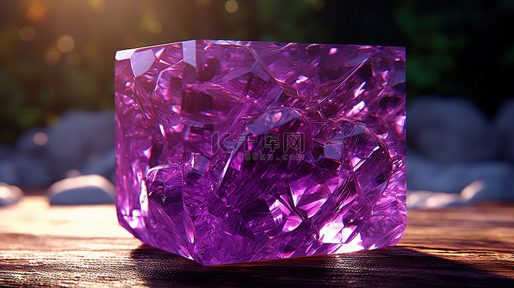 3d 渲染中的辐射方形紫水晶宝石
