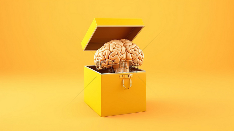 具有创新大脑概念的黄色背景礼品