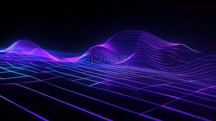 抽象波浪交叉紫色和蓝色几何条纹