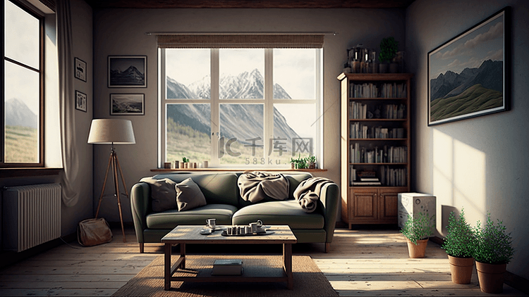 客厅灰色沙发大窗户阳光客厅