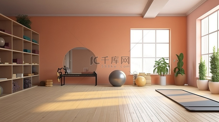 家庭健身房和锻炼空间 3D 渲