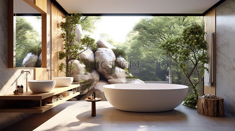 现代浴室设计以自然风光时尚水槽