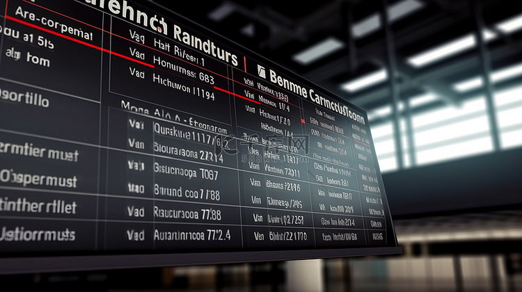 机场翻转机械时间表 3D 渲染