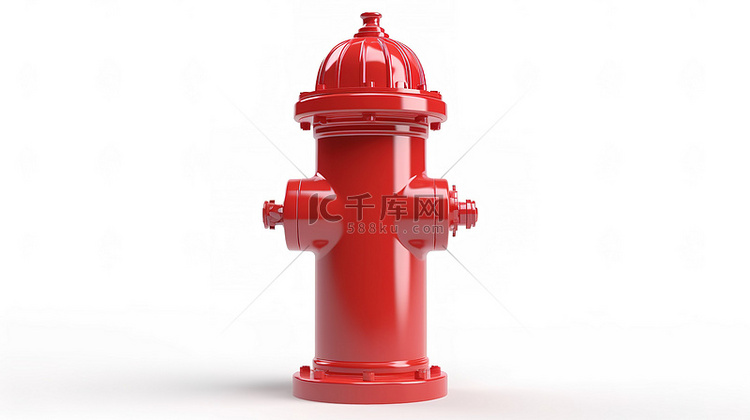 白色背景展示了红色消防栓的 3