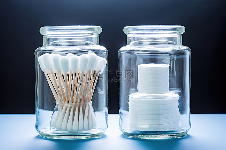两个玻璃罐，里面有牙刷和丙酮