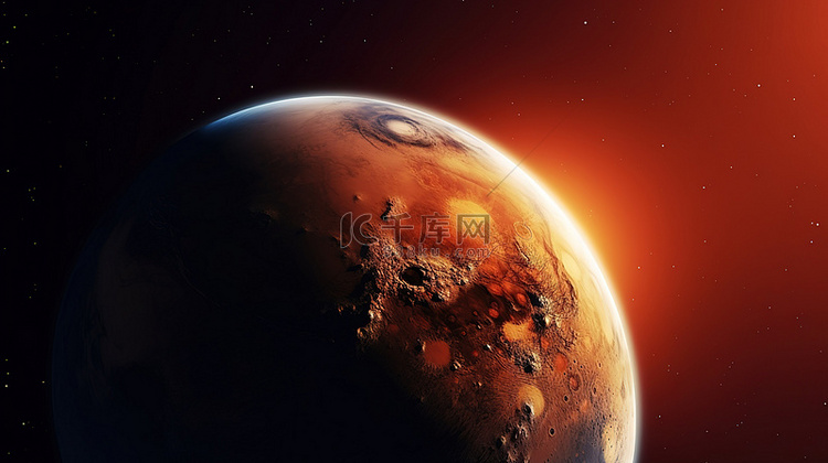 火星在外层空间的 3d 插图