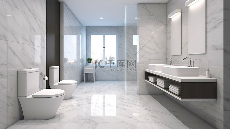 现代大理石印花瓷砖装饰现代浴室