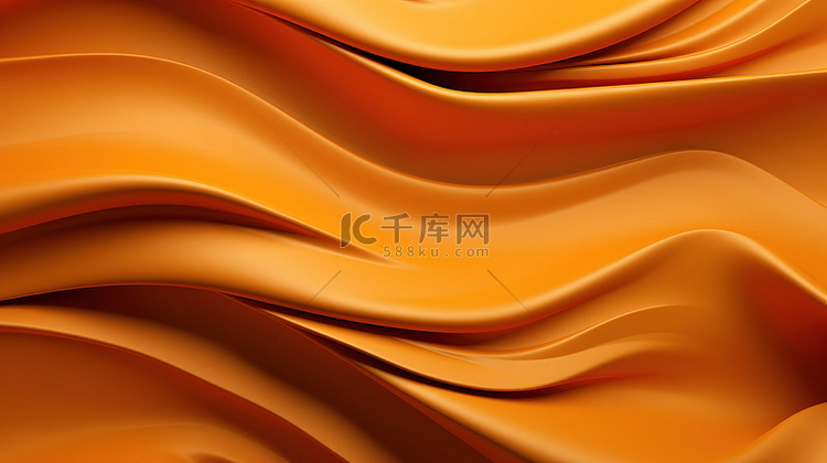 橙色纸或棉织物背景中波纹和曲线