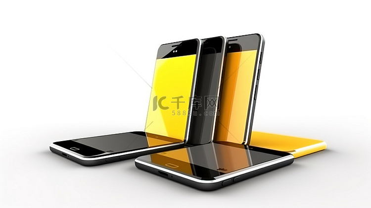 带全屏显示的黑色和黄色智能手机
