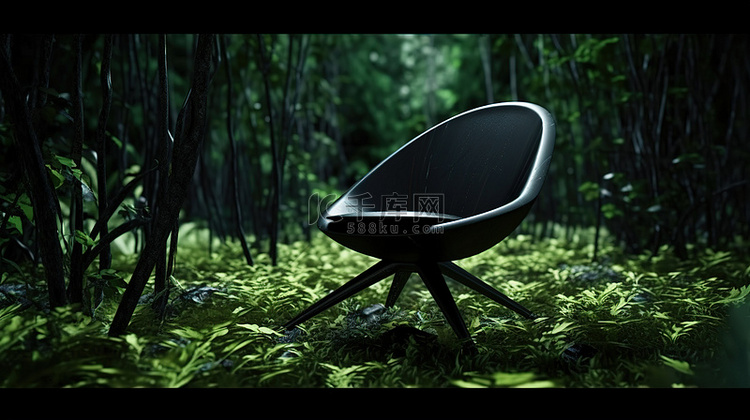 飘逸的椅子悬挂在神秘的自然环境