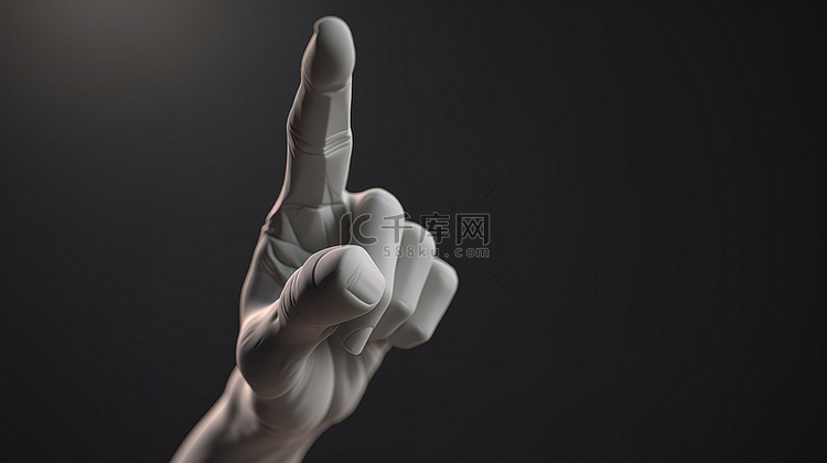 在 3d 手渲染中向上指的食指