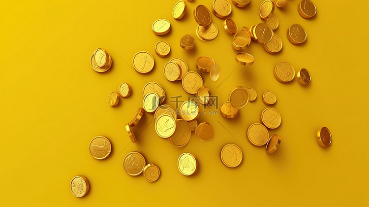 黄色背景上的金币级联象征着繁荣