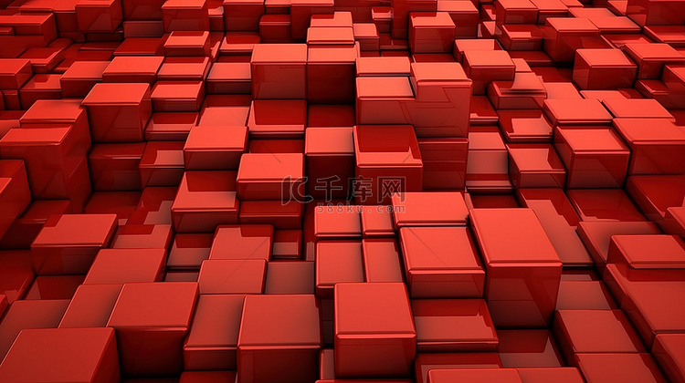 创建抽象红色背景的四边形的 3
