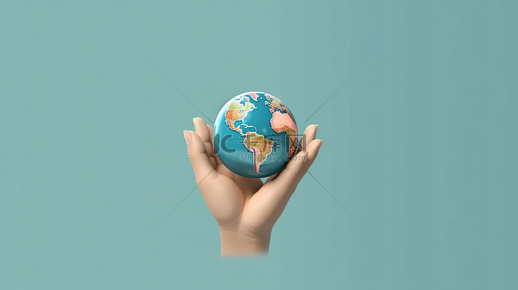 俏皮的手拥抱地球庆祝地球日卡通