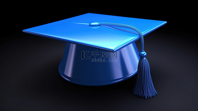 蓝色毕业帽 3d 图标